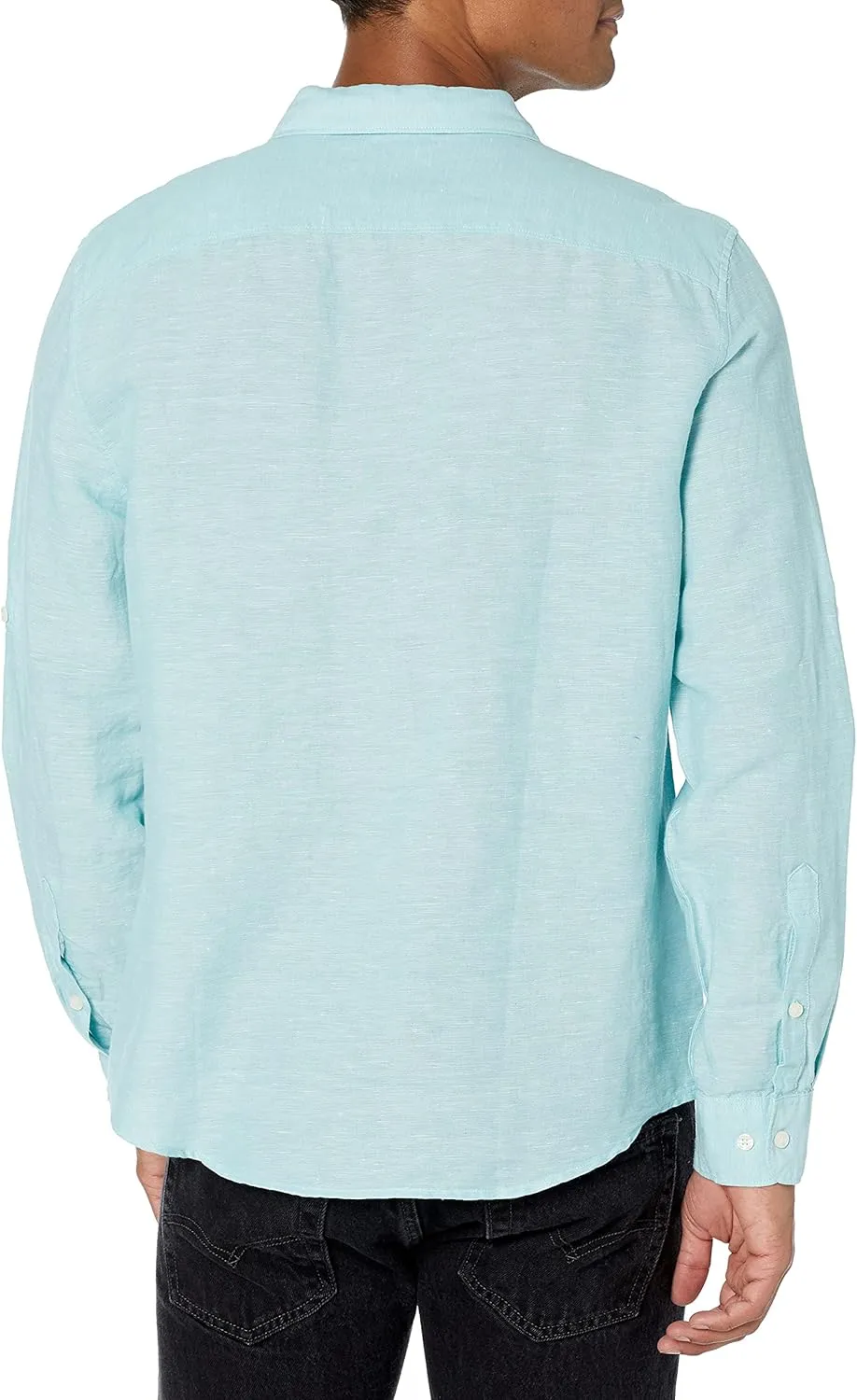 Perry Ellis Men's Roll Sleeve Solid Linen Cotton Button-Down Shirt (Size Small-Xx-Large)