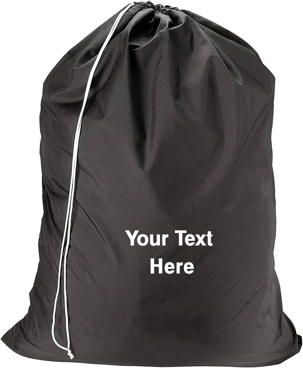 Personalized Nylon Laundry Bag - Locking Drawstring Closure and Machine Washable Black