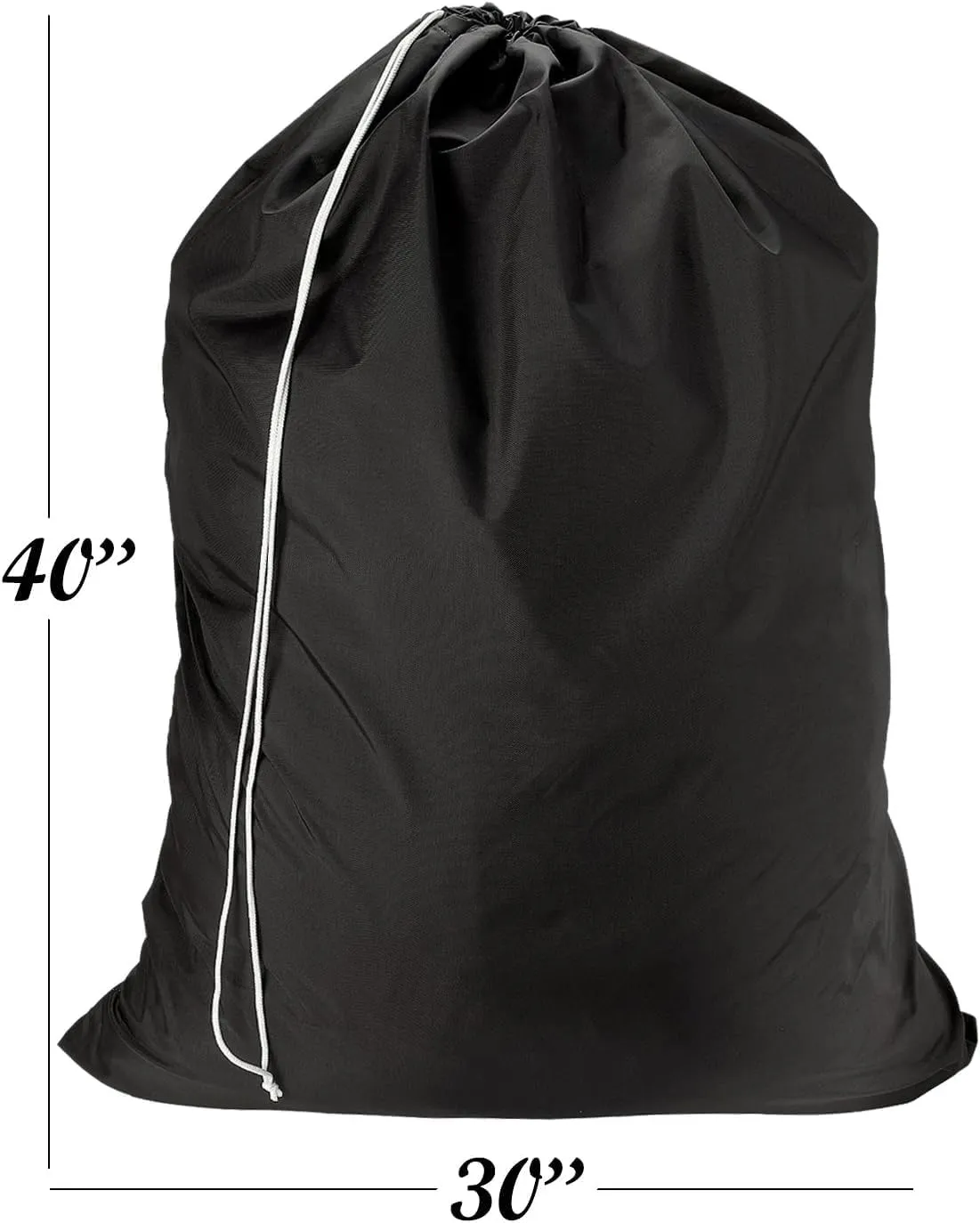 Personalized Nylon Laundry Bag - Locking Drawstring Closure and Machine Washable Black