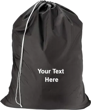 Personalized Nylon Laundry Bag - Locking Drawstring Closure and Machine Washable Black