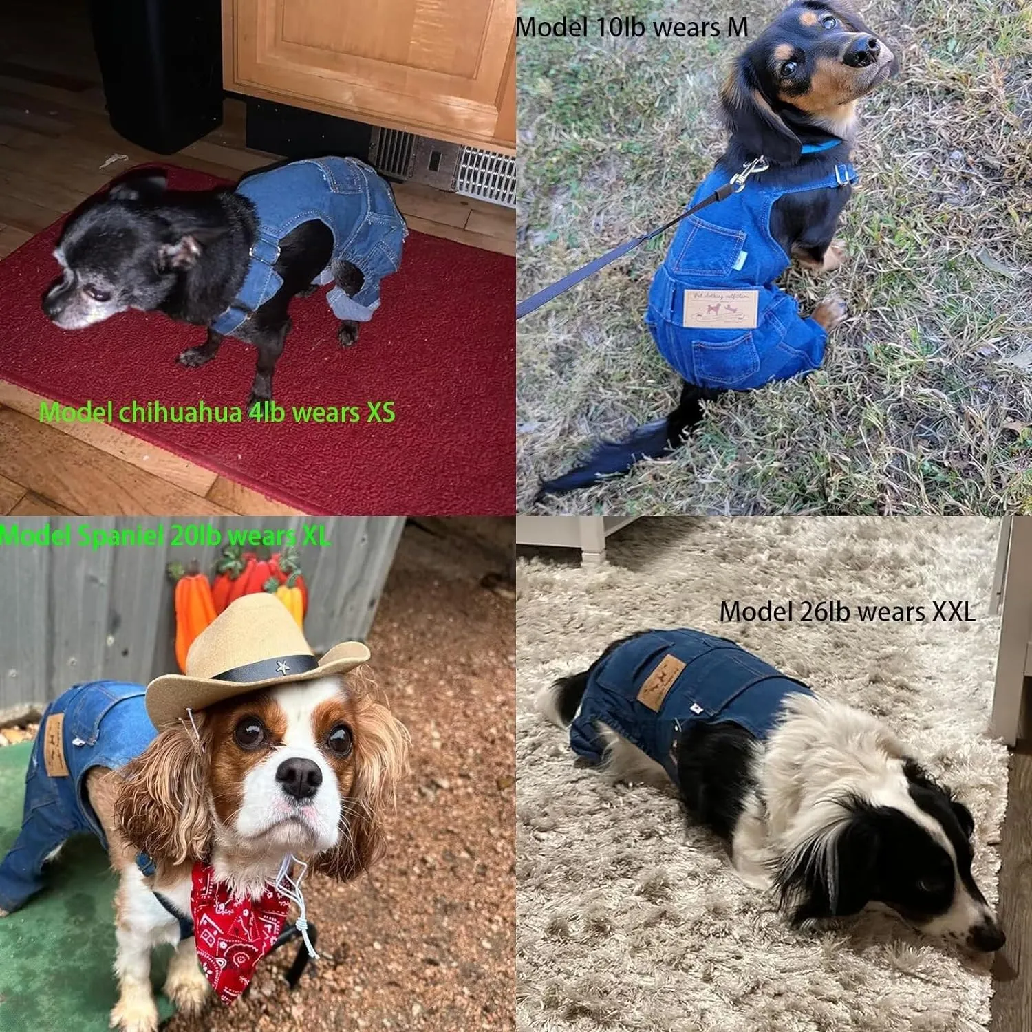 Pet Clothes Elastic Jeans Overalls Comfortable Washed Denim Cute Style for Puppy (M)