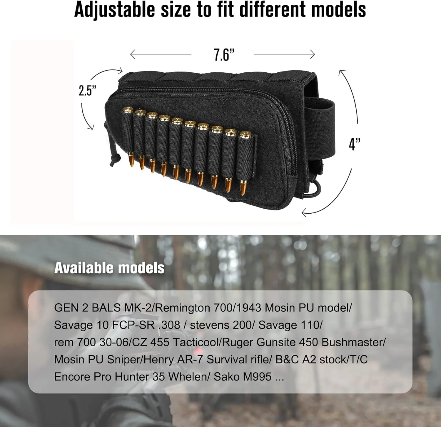 PETAC GEAR Tactical Buttstock Rifle Stock Pack/Adjustable Shell Holder Cheek Rest Pouch for Long Action …