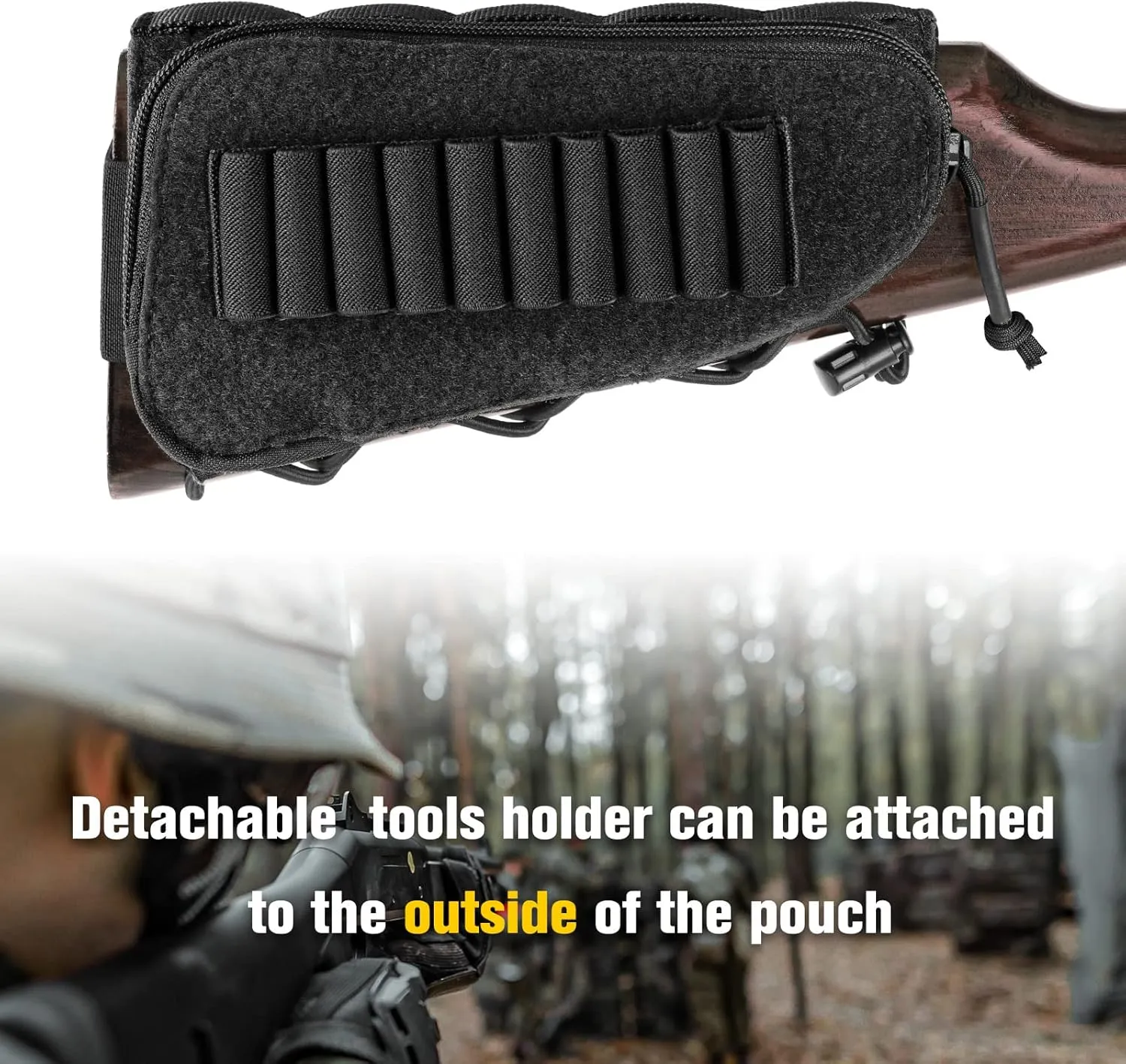 PETAC GEAR Tactical Buttstock Rifle Stock Pack/Adjustable Shell Holder Cheek Rest Pouch for Long Action …