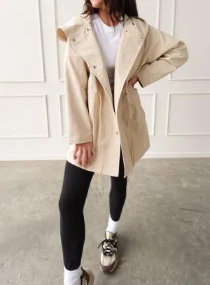 Petal Dew - Latte Rain Hooded Jacket