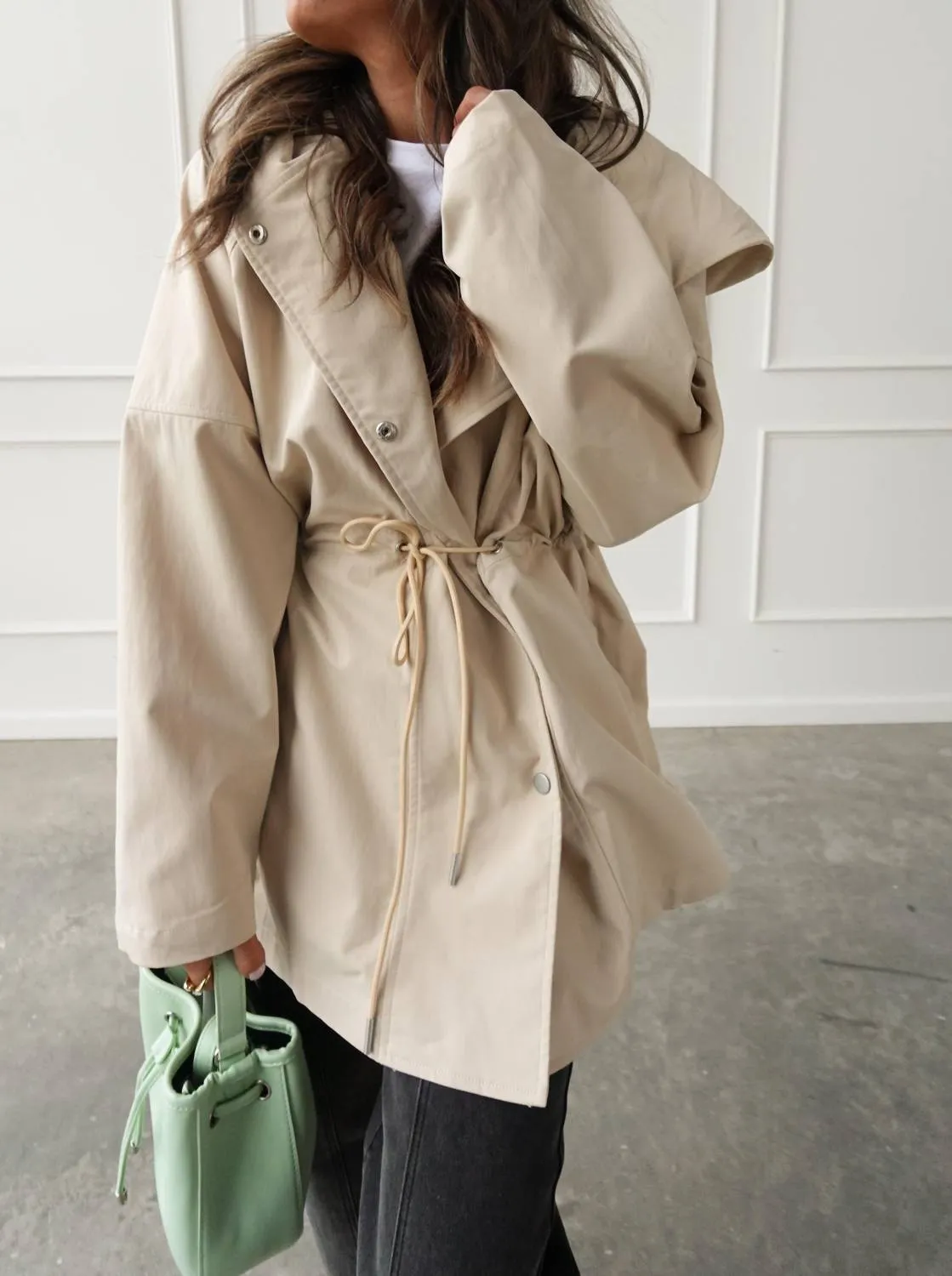 Petal Dew - Latte Rain Hooded Jacket