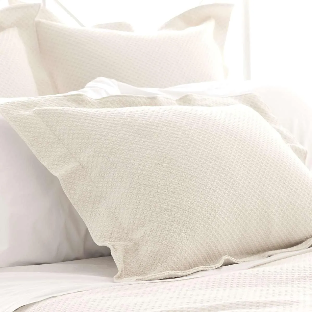 Petite Trellis Ivory Matelasse Sham, Standard Size, Ivory Solid Pattern