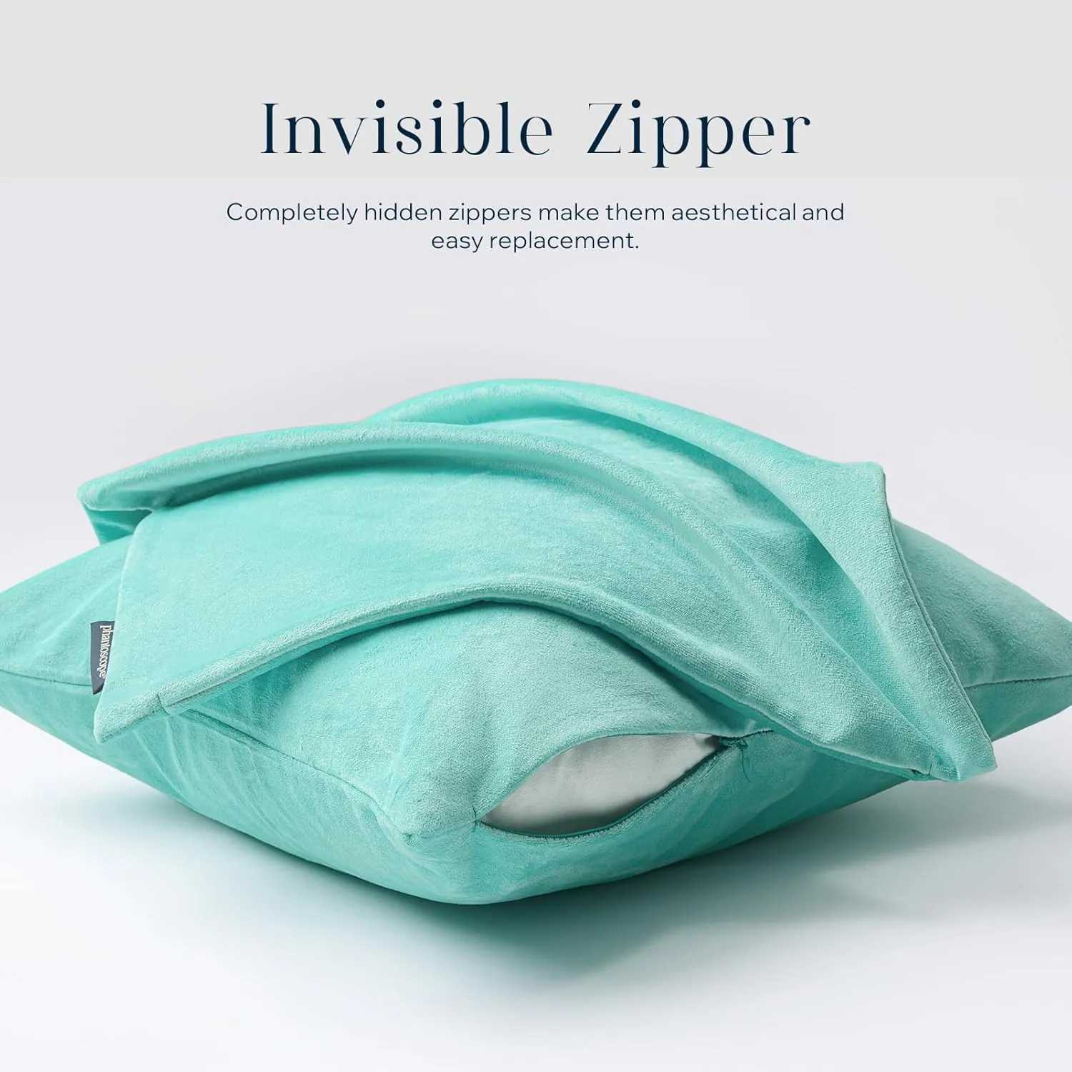 Phantoscope Pack of 2 Velvet Decorative Throw Decorative Pillow Cover Soft Solid Square Cushion Case for Couch Light Turquoise 18 x 18 inches 45 x 45 cm