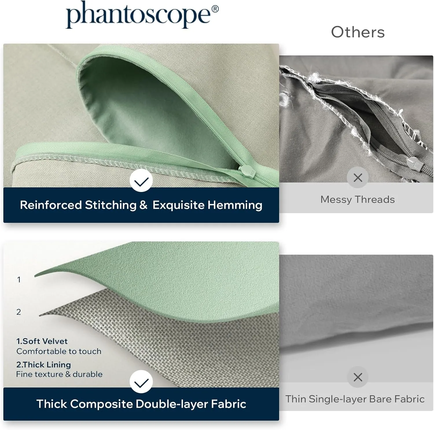 Phantoscope Pack of 2 Velvet Decorative Throw Decorative Pillow Cover Soft Solid Square Cushion Case for Couch Light Turquoise 18 x 18 inches 45 x 45 cm