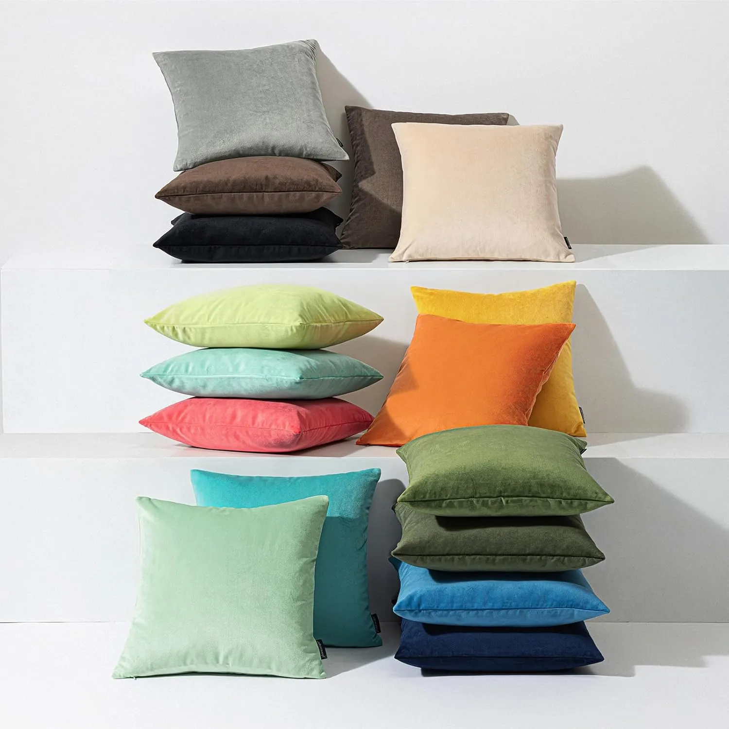 Phantoscope Pack of 2 Velvet Decorative Throw Decorative Pillow Cover Soft Solid Square Cushion Case for Couch Light Turquoise 18 x 18 inches 45 x 45 cm