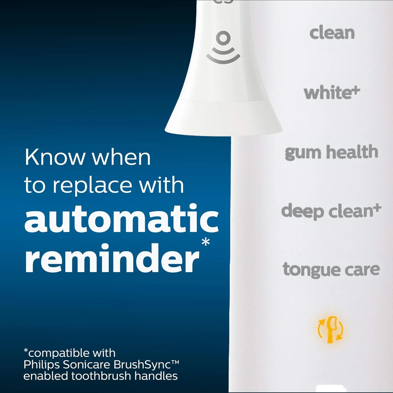 Philips Sonicare Genuine W DiamondClean Replacement Toothbrush Heads, 3 Brush Heads, White, HX6063/65