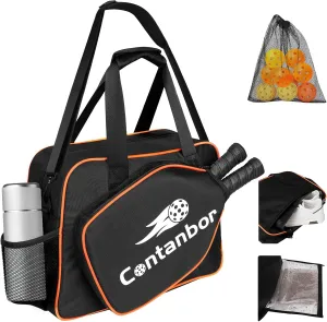 Pickleball Bag,Crossbody Sling Pickleball Bag Adjustable Shoulder Strap,Pickleball Bags for Men Women with Shoe Compartment,Balls Mesh Bag,Wet/Dry Storage Pocket,Inner Storage Pockets