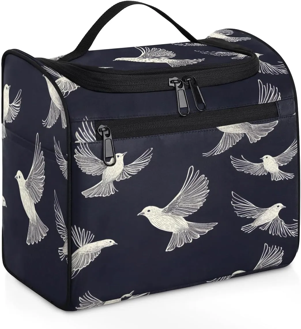 Pigeon Travel Toiletry Bag for Women Large Capacity Wide-open Makeup Organizer Cosmetic Travel Bags for Toiletries, Bird