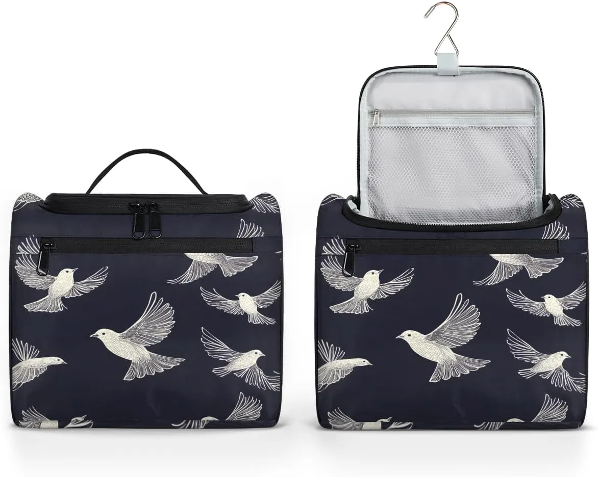 Pigeon Travel Toiletry Bag for Women Large Capacity Wide-open Makeup Organizer Cosmetic Travel Bags for Toiletries, Bird
