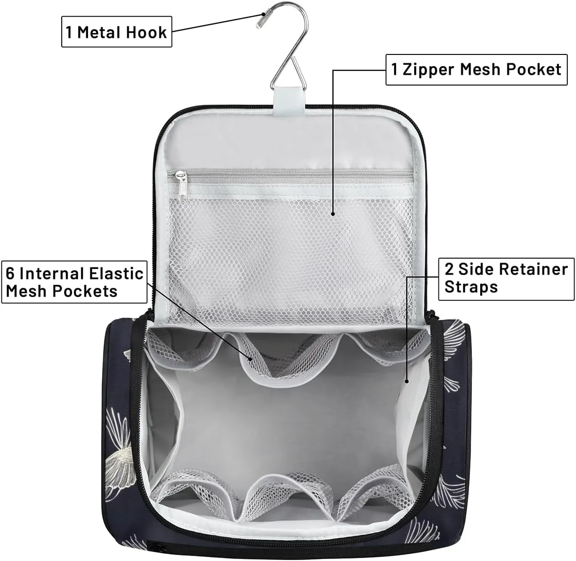 Pigeon Travel Toiletry Bag for Women Large Capacity Wide-open Makeup Organizer Cosmetic Travel Bags for Toiletries, Bird