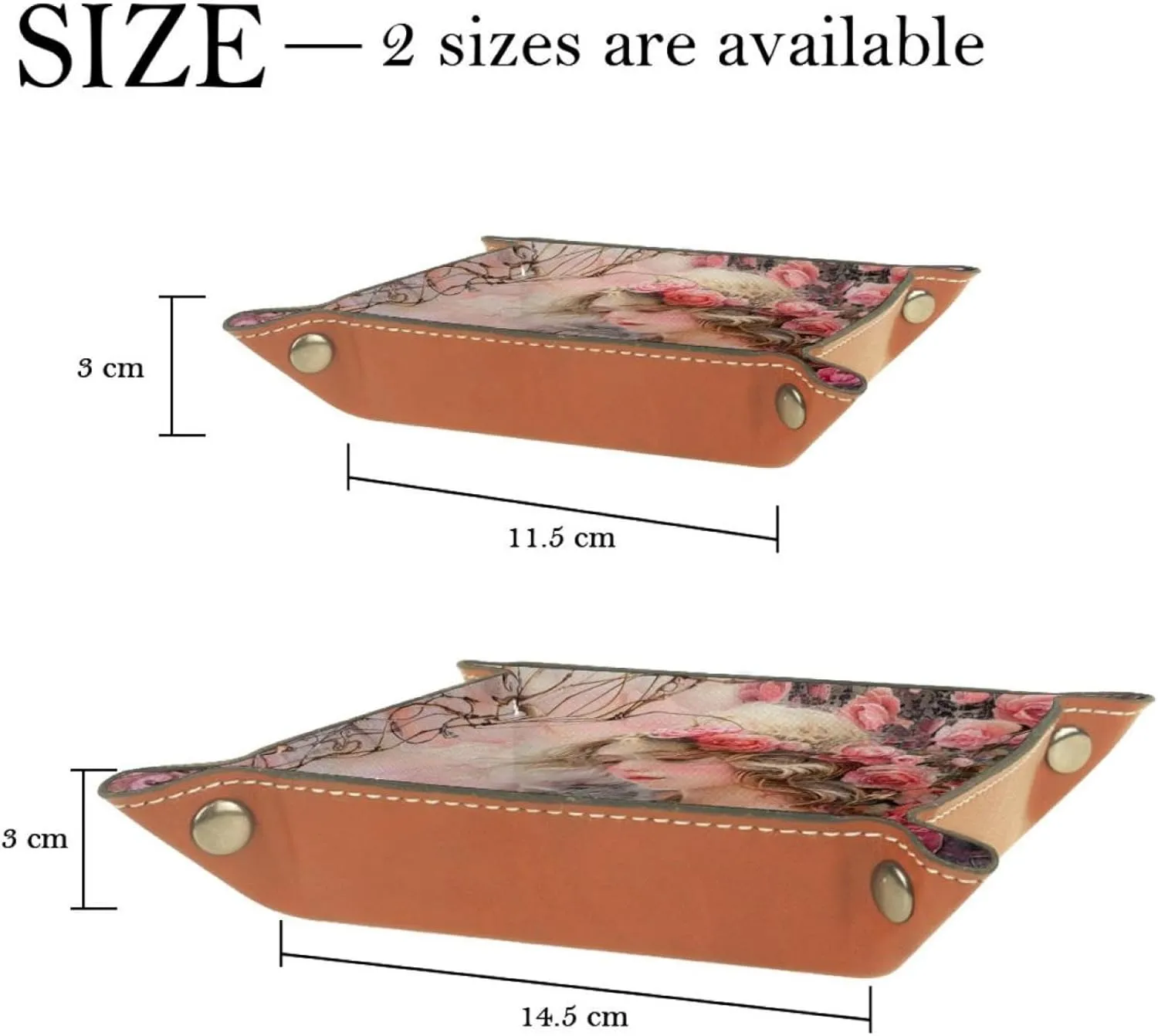 Pink Rose Princess Stacking Jewelry Organizer Trays, Small Drawer Organizer Tray for Earrings, Bracelets, Rings, Key Tray for Entryway Table, Decorative and Functional, 16x16cm, snh-001