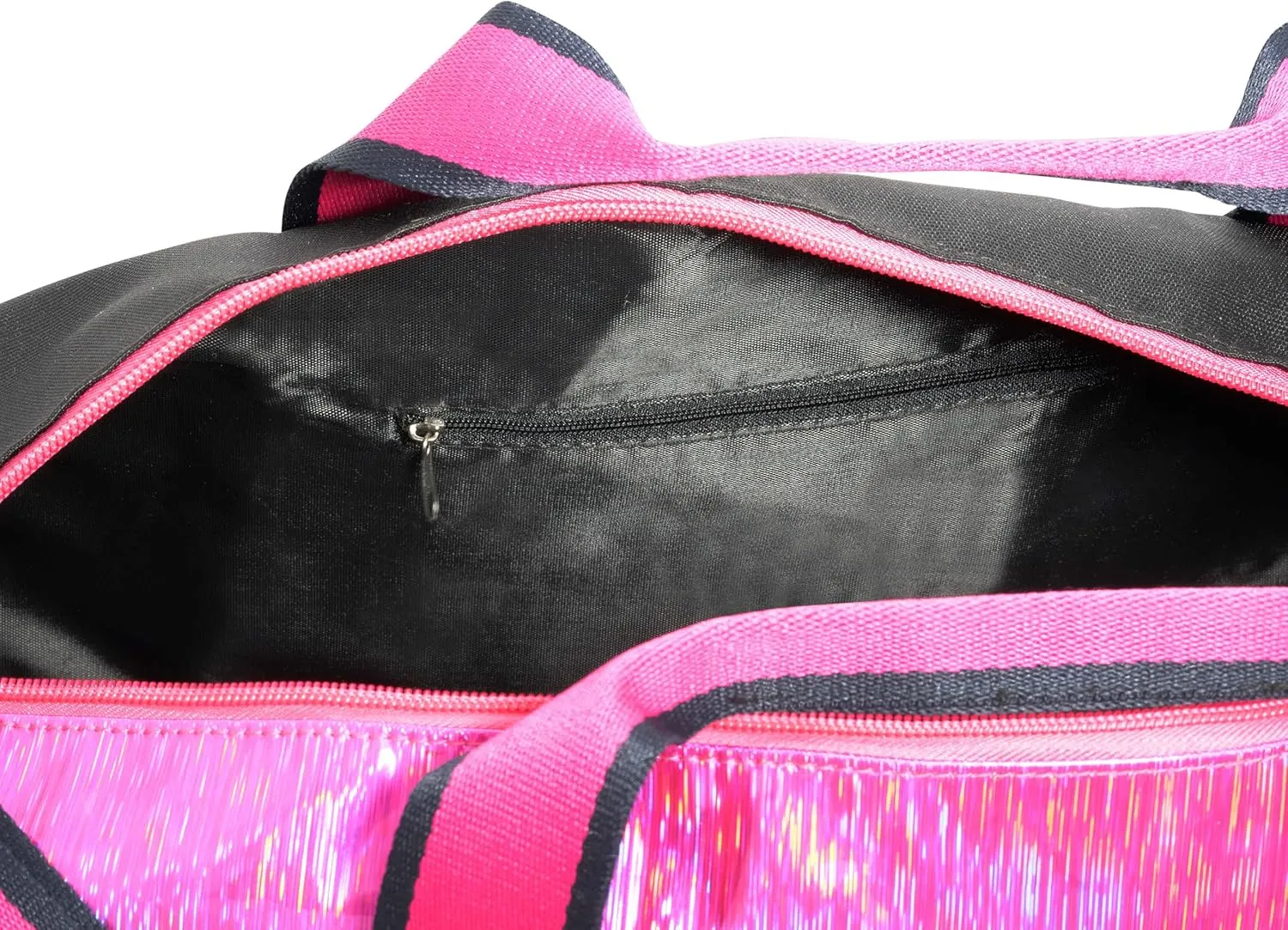 Pink Shimmer Dance Duffle Bag for Girls, Kids Travel Bag with Adjustable Carry on and Handy Pouch, Dance Accessories for Girls, Teens - 18 L
