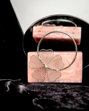 Pink Solid Party Box Clutches With Attractive Brass Handle