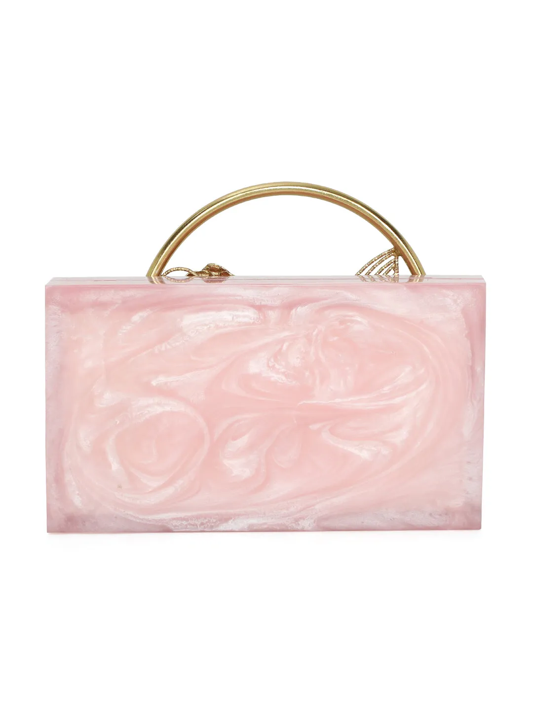 Pink Solid Party Box Clutches With Attractive Brass Handle