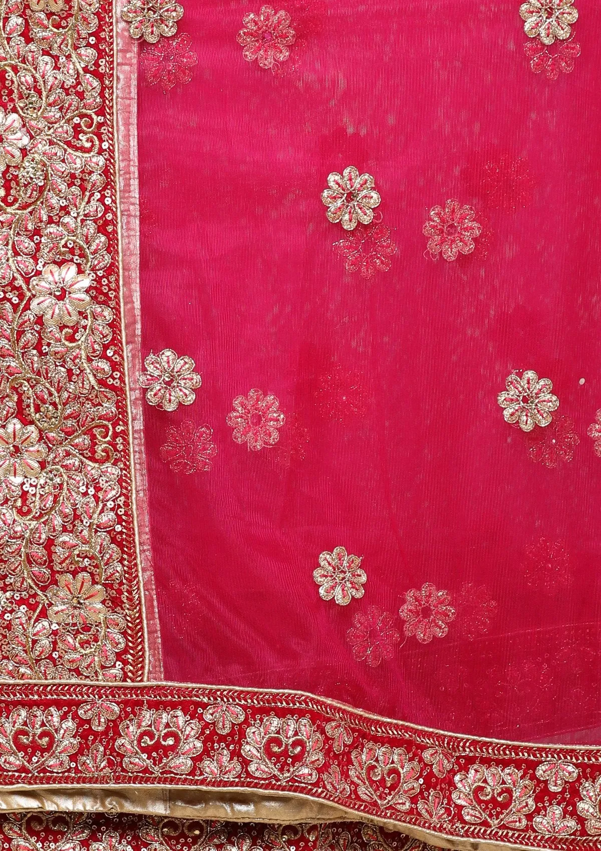 Pink Zariwork Velvet Semi Stitched Lehenga