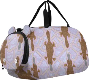 Platypus with Ethnic Sports Duffle Bag for Girls Boys, Gym Bag with Shoe Compartment, Kids Travel Overnight Weekender Shoulder Bag