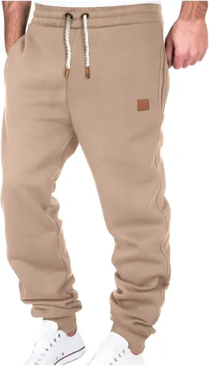 Plus Size Pants Mens Sports Workout Sweatpants Hiking Comfy Pants Belted Foot Drawstring Pants Fashion Fall Pants