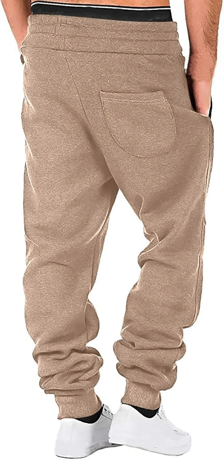 Plus Size Pants Mens Sports Workout Sweatpants Hiking Comfy Pants Belted Foot Drawstring Pants Fashion Fall Pants