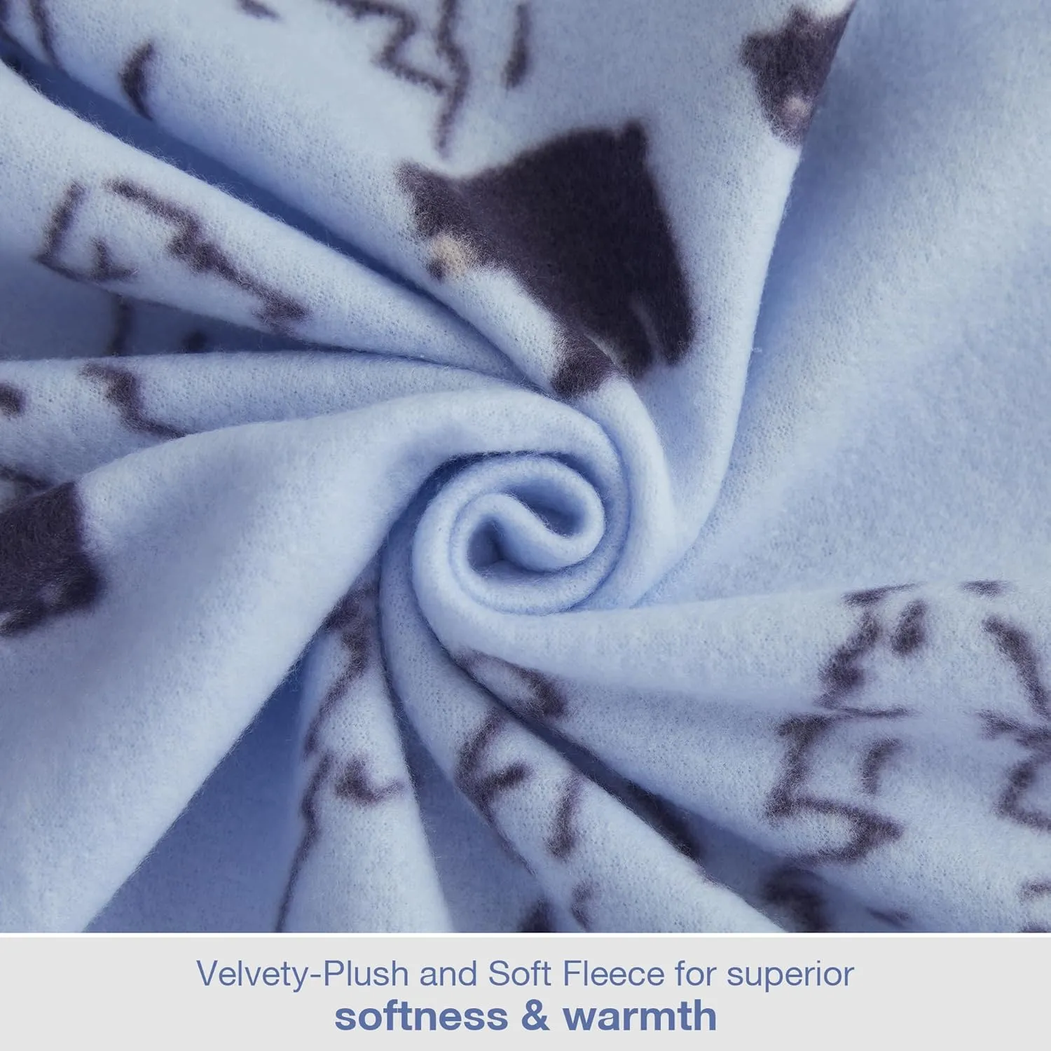 Plush Micro Fleece Queen Bed Sheet Set, 4 Piece Polar Fleece Velvet Sheets with 15" Deep Pocket Fitted Sheet, Flat Sheet and Pillowcase, Warm and Soft, Bear Print