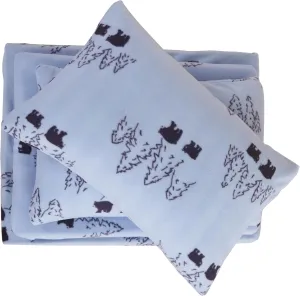 Plush Micro Fleece Queen Bed Sheet Set, 4 Piece Polar Fleece Velvet Sheets with 15" Deep Pocket Fitted Sheet, Flat Sheet and Pillowcase, Warm and Soft, Bear Print