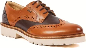 Pod Kortney Leather Women's Tan Multi Brogues Shoes