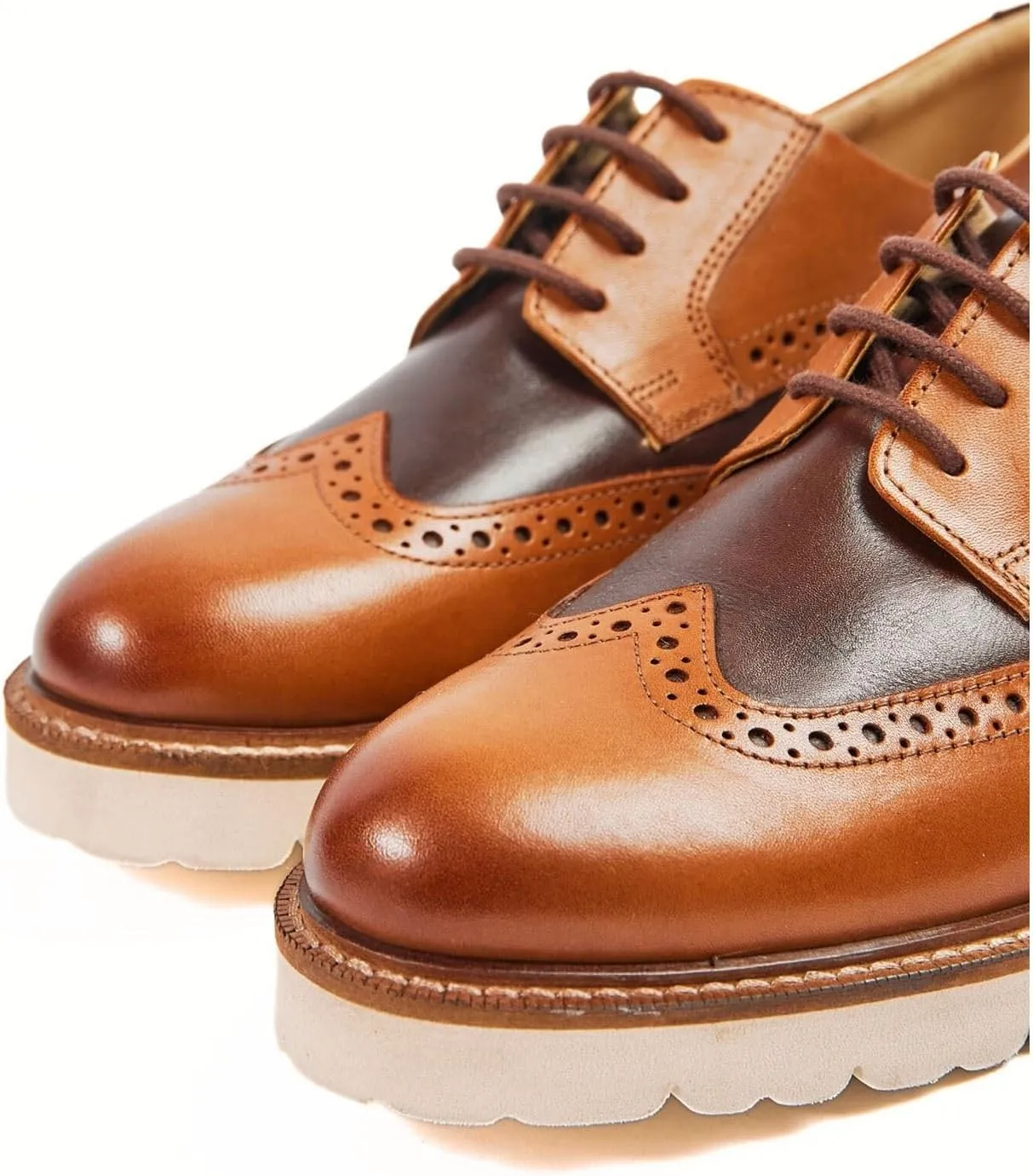 Pod Kortney Leather Women's Tan Multi Brogues Shoes