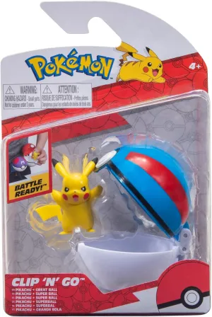 Pokémon PKW2660 - Clip 'n'Go Pokéball - Pikachu & Good Ball, Official Pokéball with Detailed 5 cm Figure