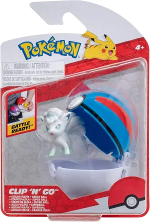 Pokémon PKW3135 Clip 'n'Go Poké Balls Alola Vulpix & Super Ball, Official Pokéball with 5 cm Figure