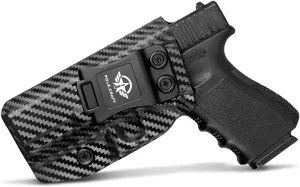 POLE.CRAFT IWB Kydex Holster Custom Fit: Glock 19 19X 25 44 45 (Gen 1 2 3 4 5) & Glock 23 32 (Gen 3 4) - Inside Waistband Carry - Adj. Cant Retention, Cover Mag-Button, No Wear, No Jitter