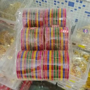 Pooja Bangles Gold Plated Velvet Bangle Set