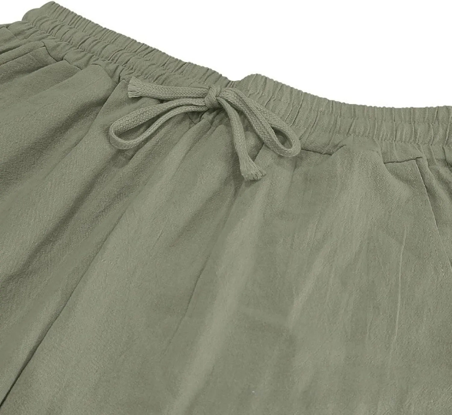 PORCLAY Mens Linen Casual Pants Elastic Waist Drawstring Hip Hop Trousers Wide Leg Yoga Beach 2025 Summer Pants