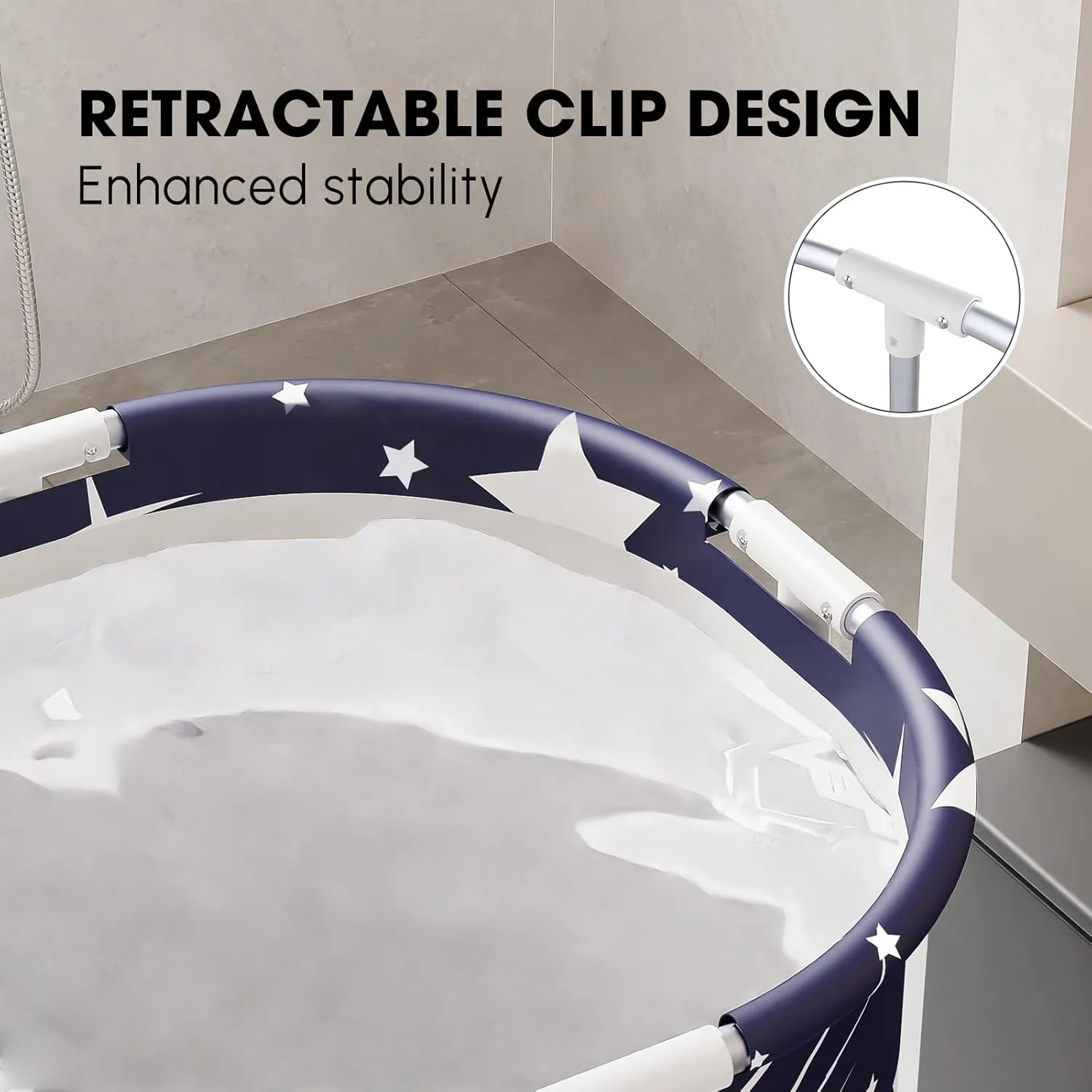 Portable Bathtub for Adults Soaking Tub Collapsible Bathtub with Storage Bag, Suitable for Hot Bath Ice Bath (Blue Star)