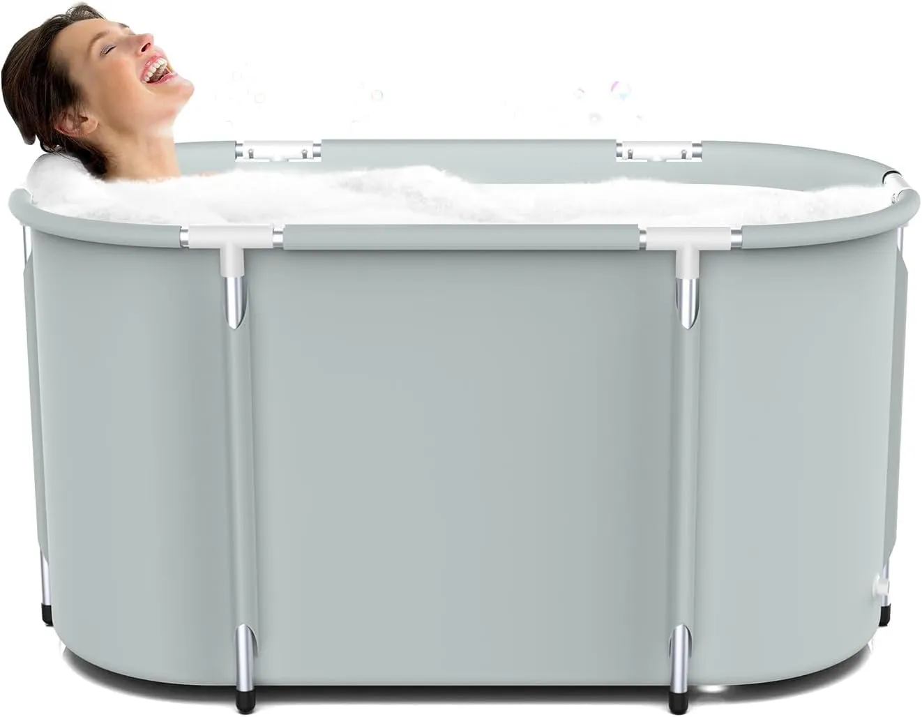 Portable Bathtub for Adults Soaking Tub Collapsible Bathtub with Storage Bag, Suitable for Hot Bath Ice Bath (Grey)