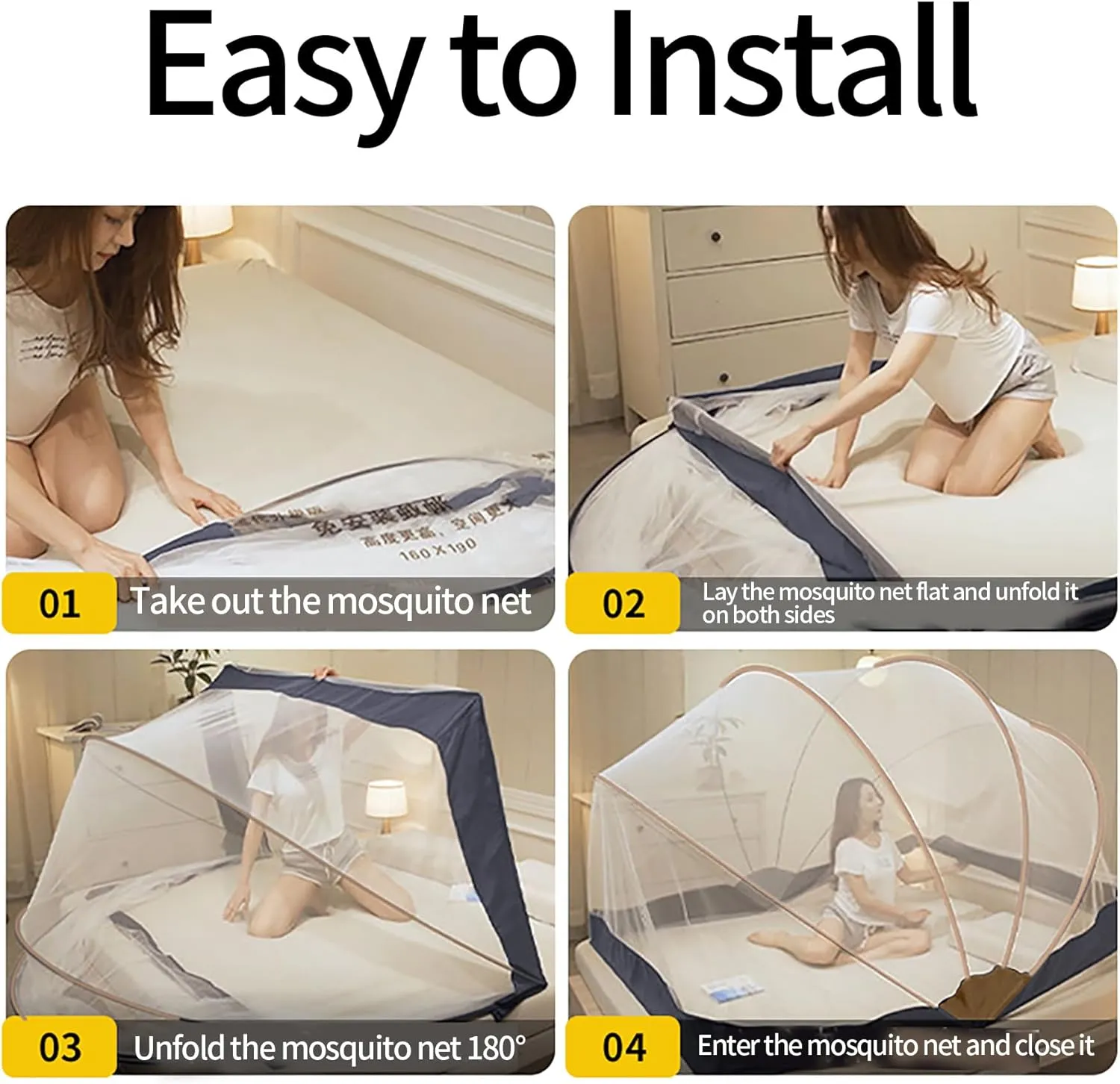 Portable Bed Netting Canopy Tent Folding Mosquito Net for Bed Cover Tent Pop Up Mosquito Net Mosquito Screen for Bed Frame,B,Twin 2