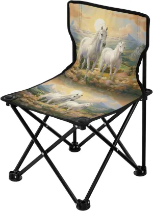 Portable Camping Folding Chairs Foldable Chair Small Horse Painting 5 Lightweight Backpacking Outdoor Outside Fishing