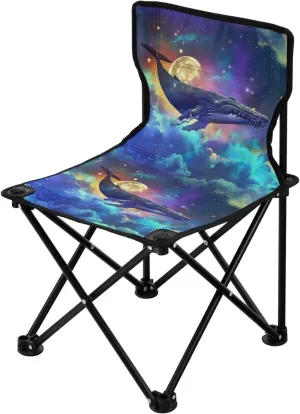 Portable Camping Folding Chairs Foldable Chair Small Whale Night Sky Lightweight Backpacking Outdoor Outside Fishing