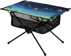 Portable Camping Table Foldable with Mesh Storage Lightweight Compact Camp Tent Side Table for Outside,Camping,Hiking,Tailgating,Space Galaxy