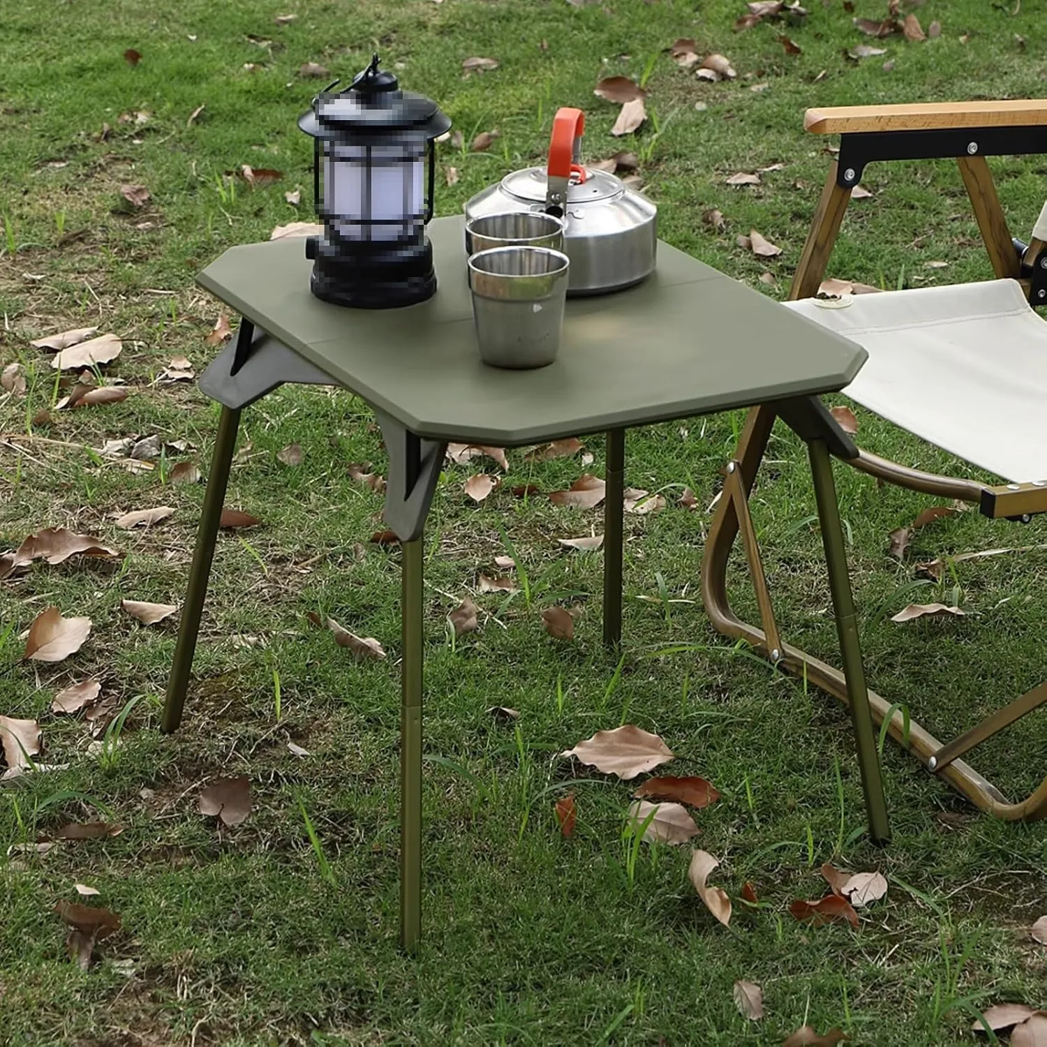 Portable Camping Table Folding Picnic Tables Ultralight Backpacking Table, Small Folding Camp Side Table for Camping Picnic, 18.9" L x 14.8" W(Green)