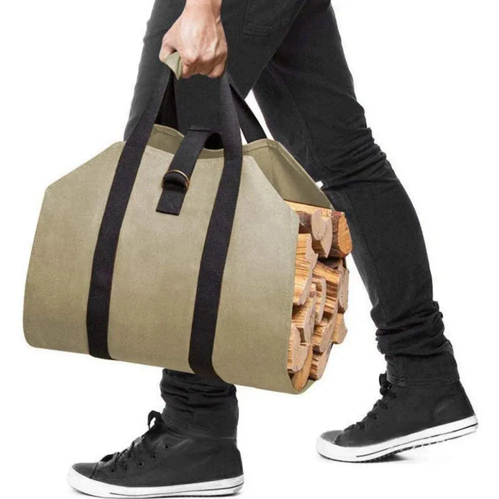 Portable Firewood Bag Carrier - Foldable Wood Storage Tote
