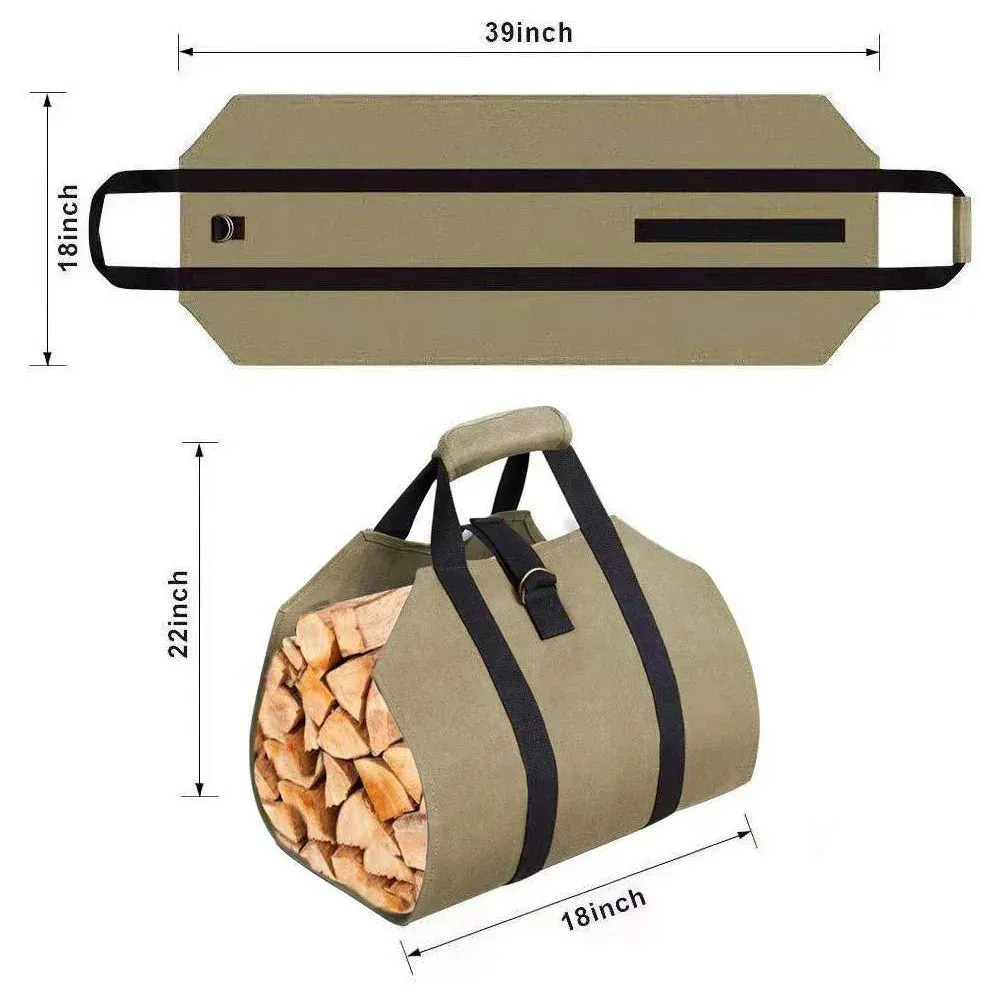 Portable Firewood Bag Carrier - Foldable Wood Storage Tote