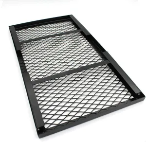 Portable Foldable Campfire Grill, Heavy Duty Steel Grate for Outdoor Cooking, Handcart, High Temp Resistant, Ideal for Camping Fishing Cooking on Open Flame (Black)