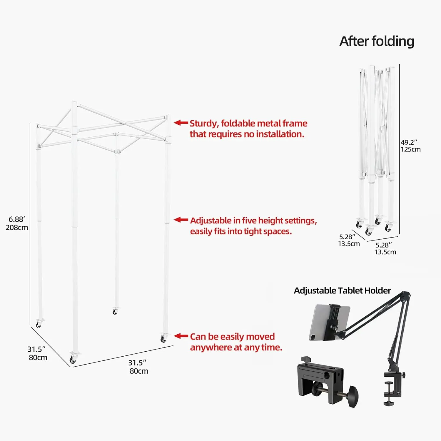 Portable Foldable Recording Vocal Booth Studio Equipment for Crisp Dry Echo Free Vocals at Home & On The Road - Easy to Assemble & Travel Bag Included (Standard, Off-White)