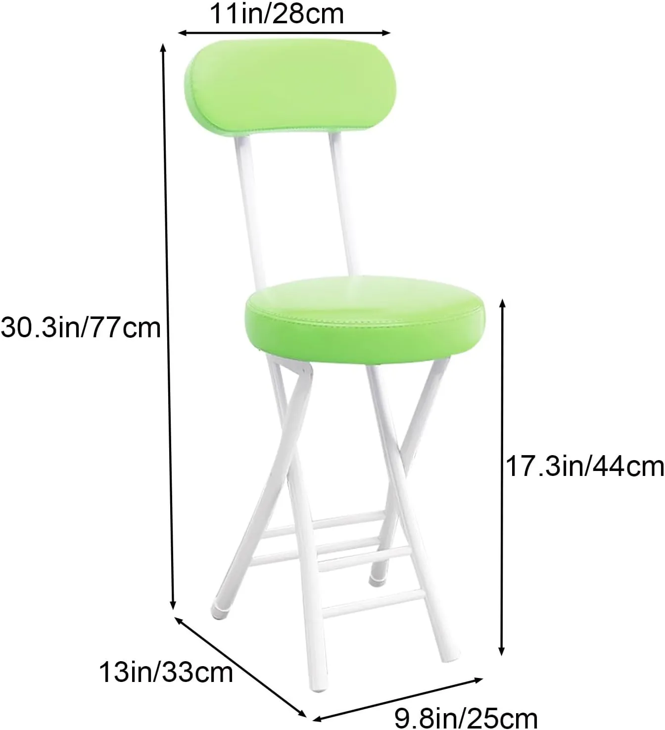 Portable Folding Chairs, Foldable Bar Stool, Folding Chair with Cushioned Padded Leather, for Picnic Garden Party Outdoor(Green)