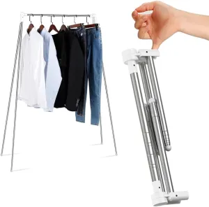 Portable Garment Rack, Folding Clothes Rack, Collapsible Clothing Rack for Dance, Travel, Camping, Laundry, Indoor, Outdoor, Drying, RV, Mini Compact Racks White   3 Foldable Clothes Hangers