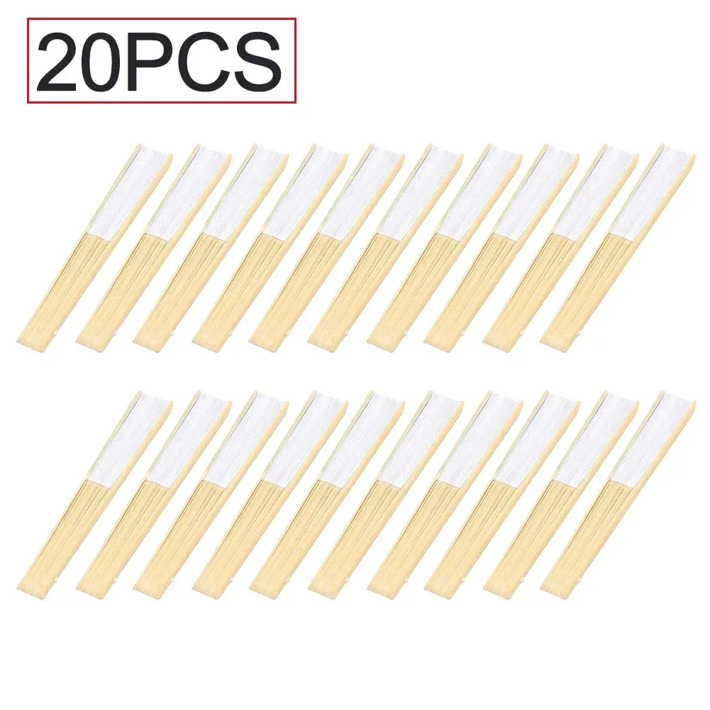 Portable Hand Painted White Folding Fan for Dance and Cosplay