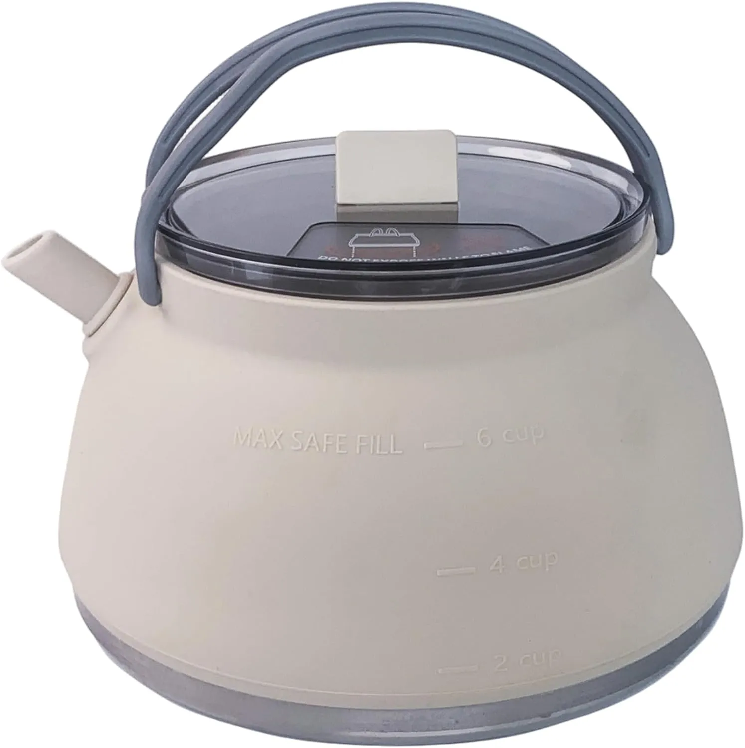 Portable Kettle 1.5L Stainless Steel & Silicone Collapsible Kettle with Handle, Lid & Fixing Strap for Travel, Camping, Picnic, BBQ